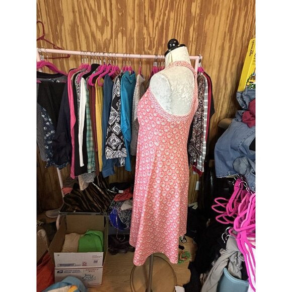 PrAna Summer Peach Aztec Print Cali Racerback Dress Built in bra Sz XL Stretch - Picture 6 of 10